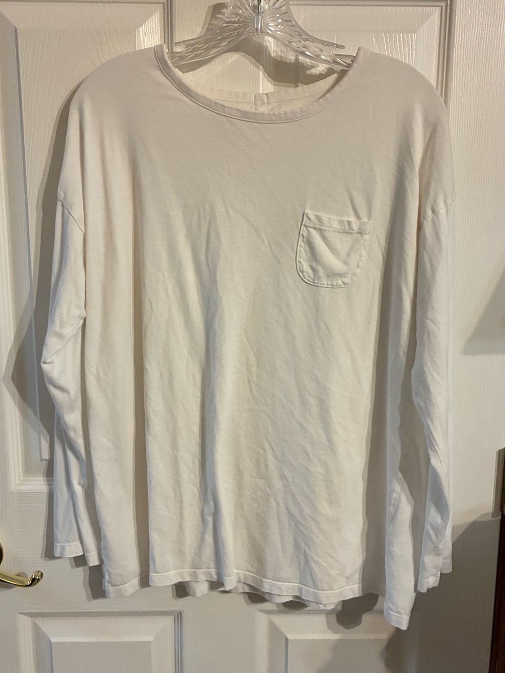 Talbots White Long-Sleeve Pocket Tee
